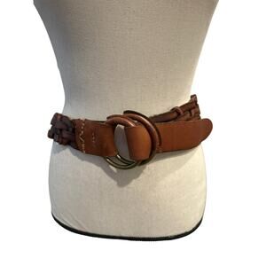 Womens Abercrombie & Fitch Genuine Leather Brown Woven Belt. Size M/L